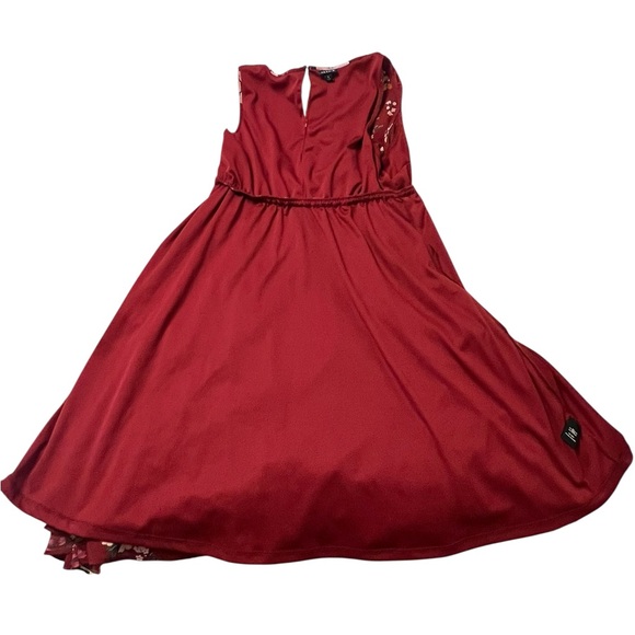 Women's Torrid Plus 1X Red Floral Cold Shoulder Mini Dress - Picture 5 of 7